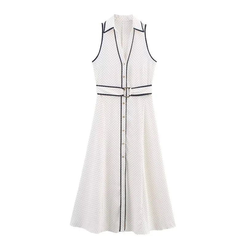 Vestido Midi Diora de Poá com Gola Polo Dress11