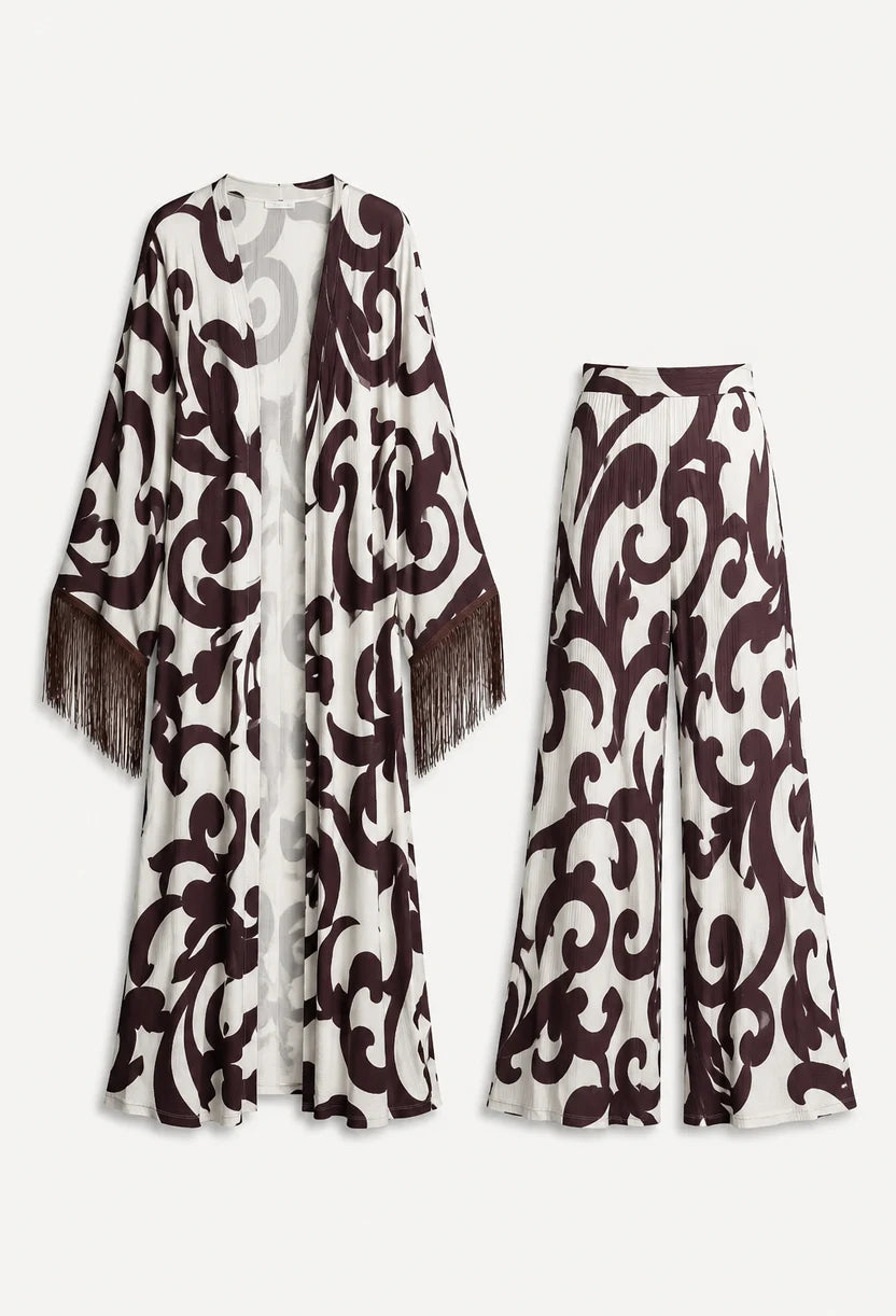 kaftan e calca pantalona elegante