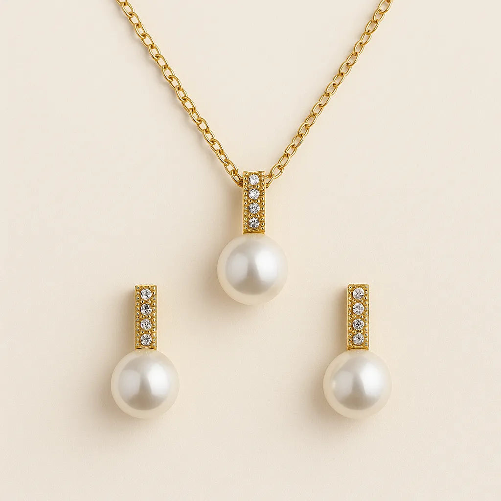 Conjunto Brinco e Colar Pérola
