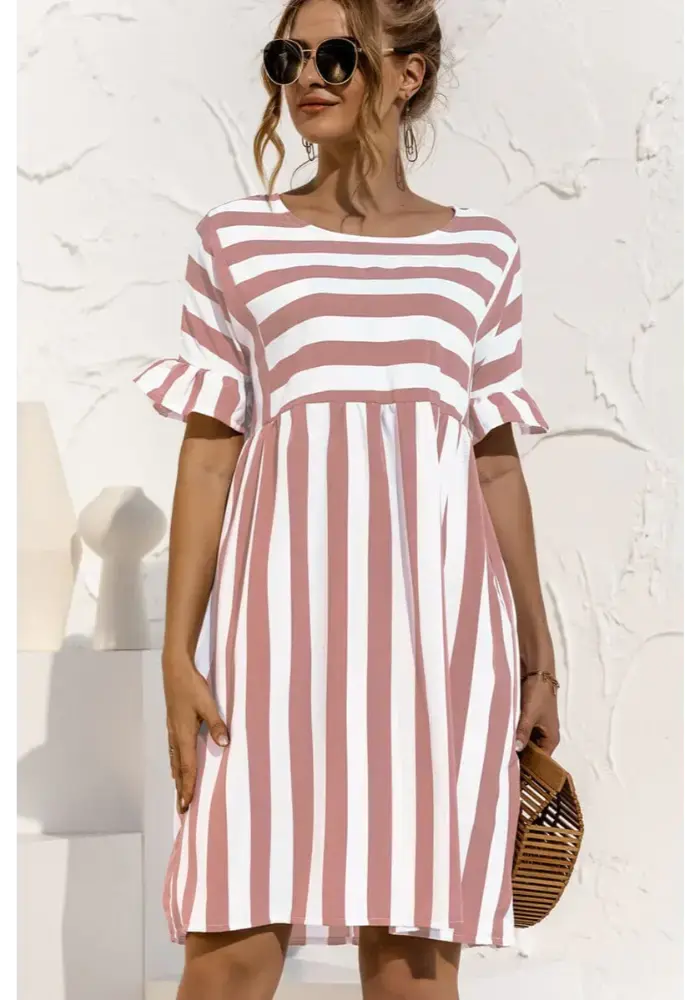 Vestido Íris  Midi Listrado Dress11