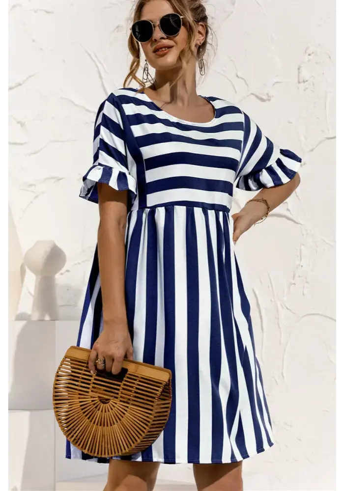 Vestido Íris  Midi Listrado Dress11