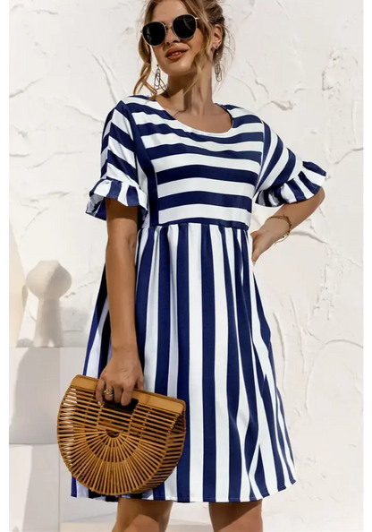 Vestido Íris  Midi Listrado Dress11