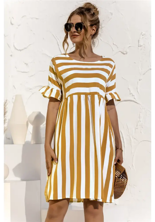 Vestido Íris  Midi Listrado Dress11