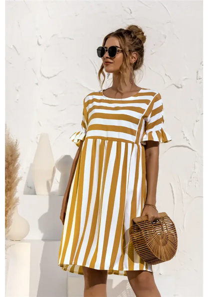 Vestido Íris  Midi Listrado Dress11