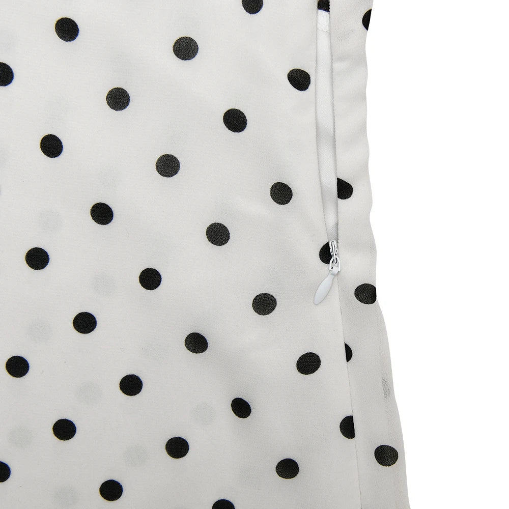 Vestido Melina Longo Poá Decote Drapeado Dress11