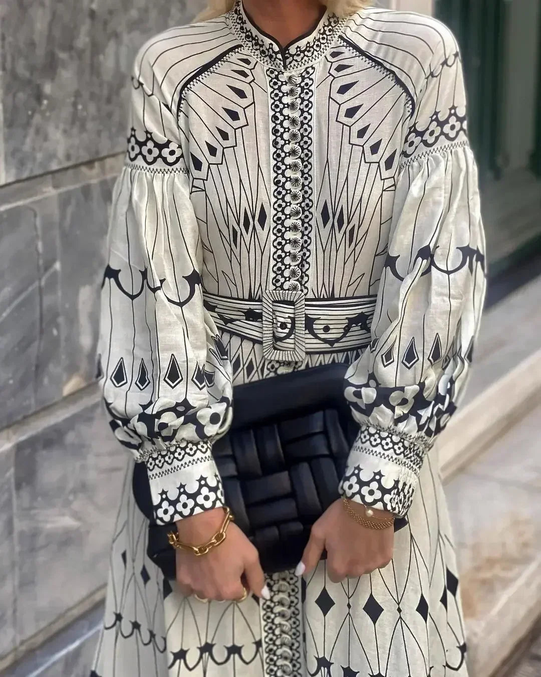 Vestido Midi Geométrico Roma Dress11