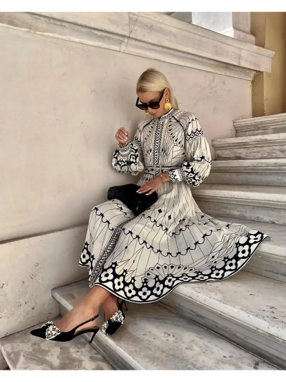 Vestido Midi Geométrico Roma Dress11