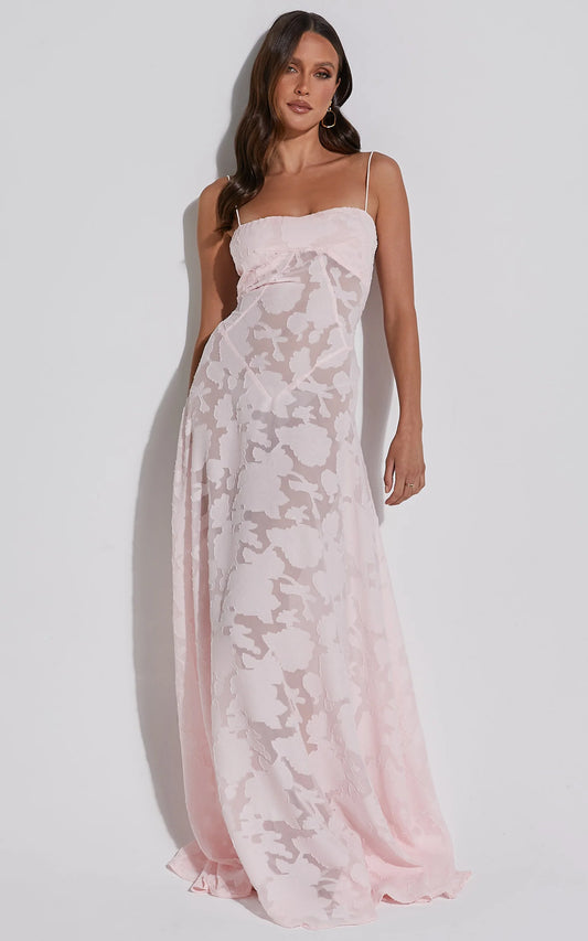 Vestido longo elegante bordado sofia