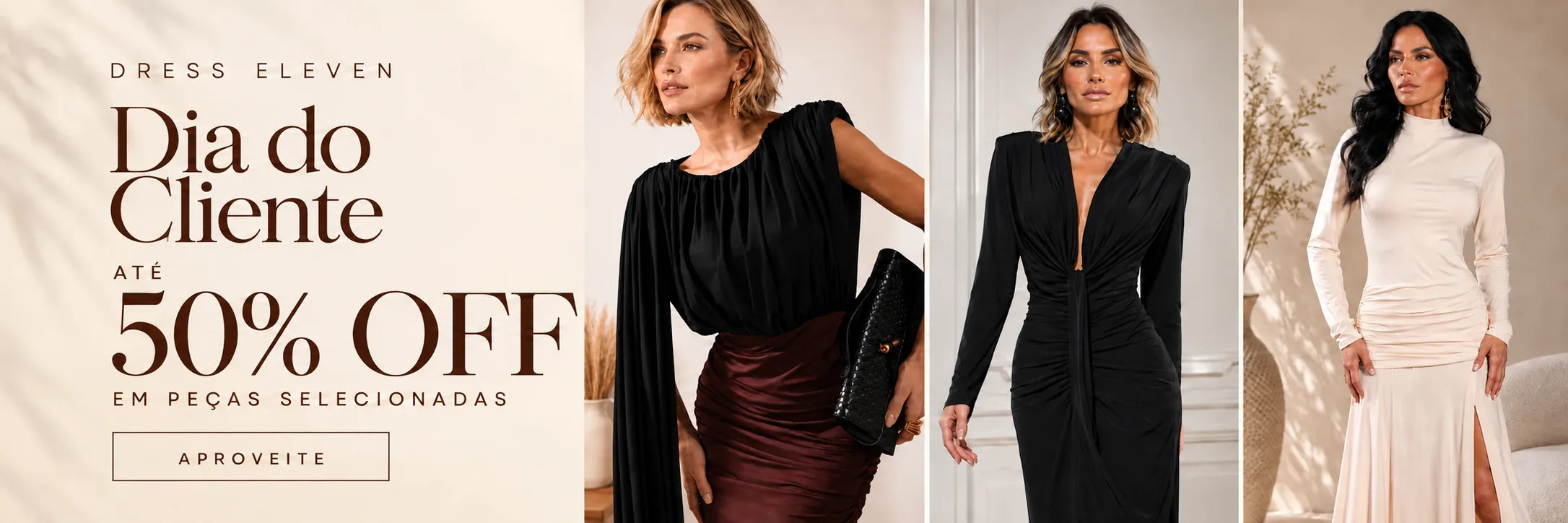 Vestidos elegantes com até 50% de desconto , dia do cliente 