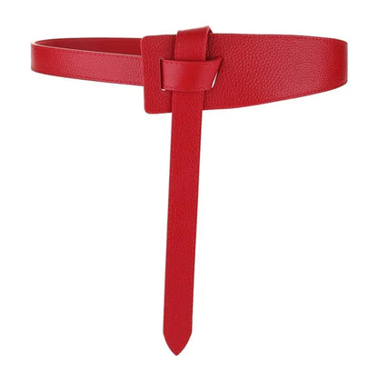 Cinto Dione vermelho com amarração frontal em estilo moderno