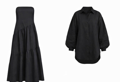 Conjunto feminino camisa e vestido elegante 