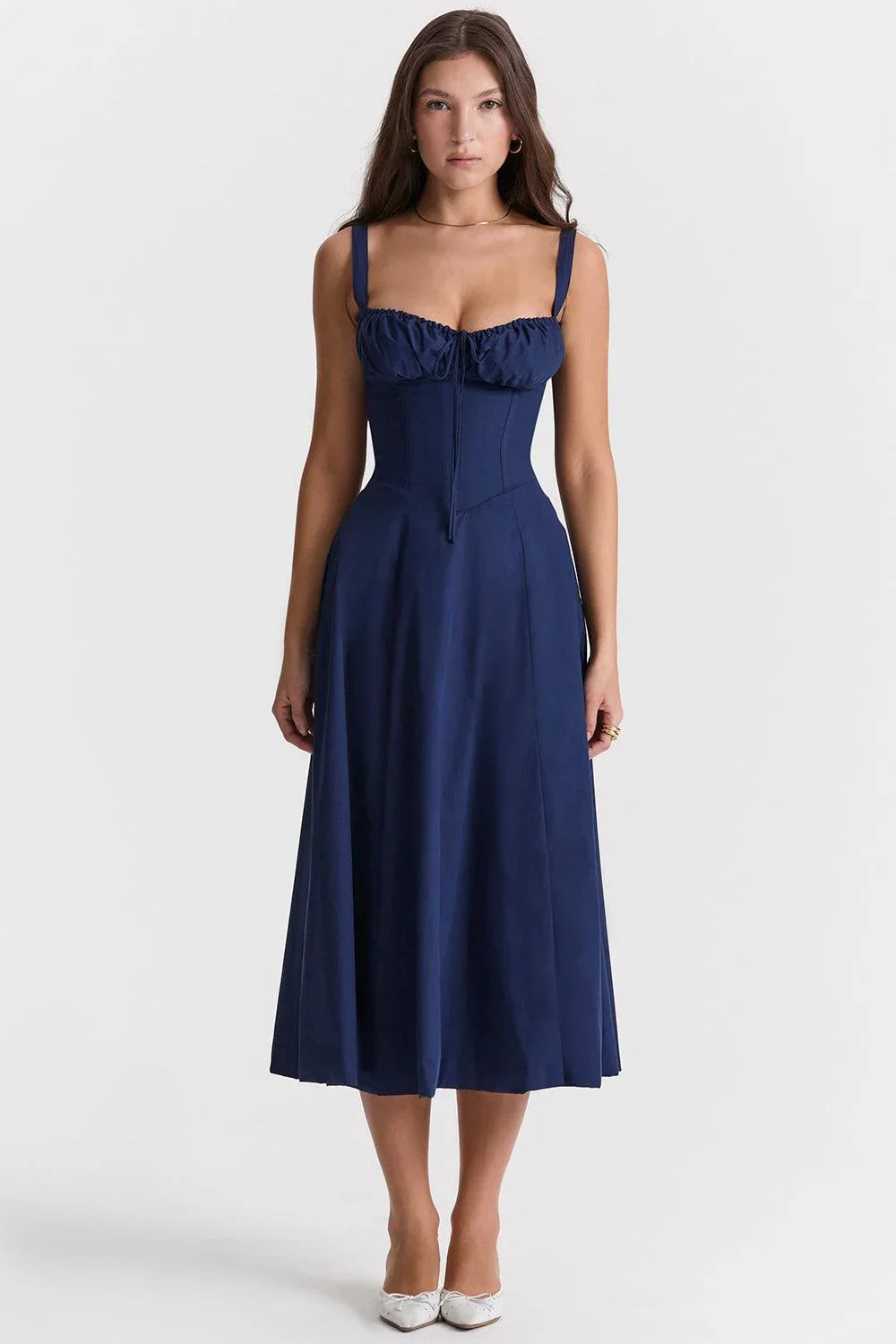 Vestido Valentina   Midi e Cintura Marcada Dress11