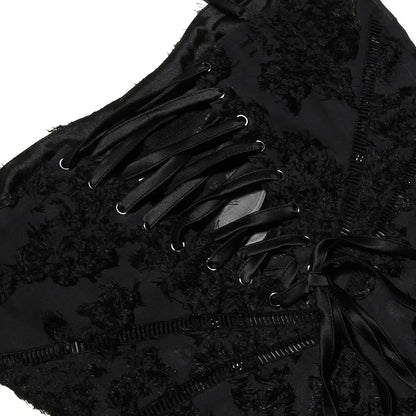 Vestido longo Blair preto com bordados em relevo e transparência sutil, fotografado em manequim de estúdio.