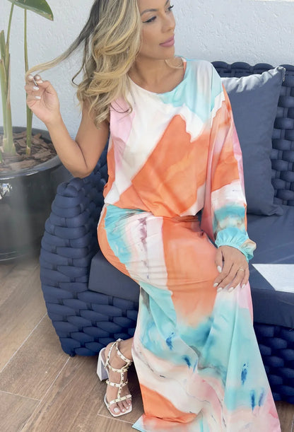 Vestido longo Candy estampado da Dress Eleven para casamento de dia e almoço