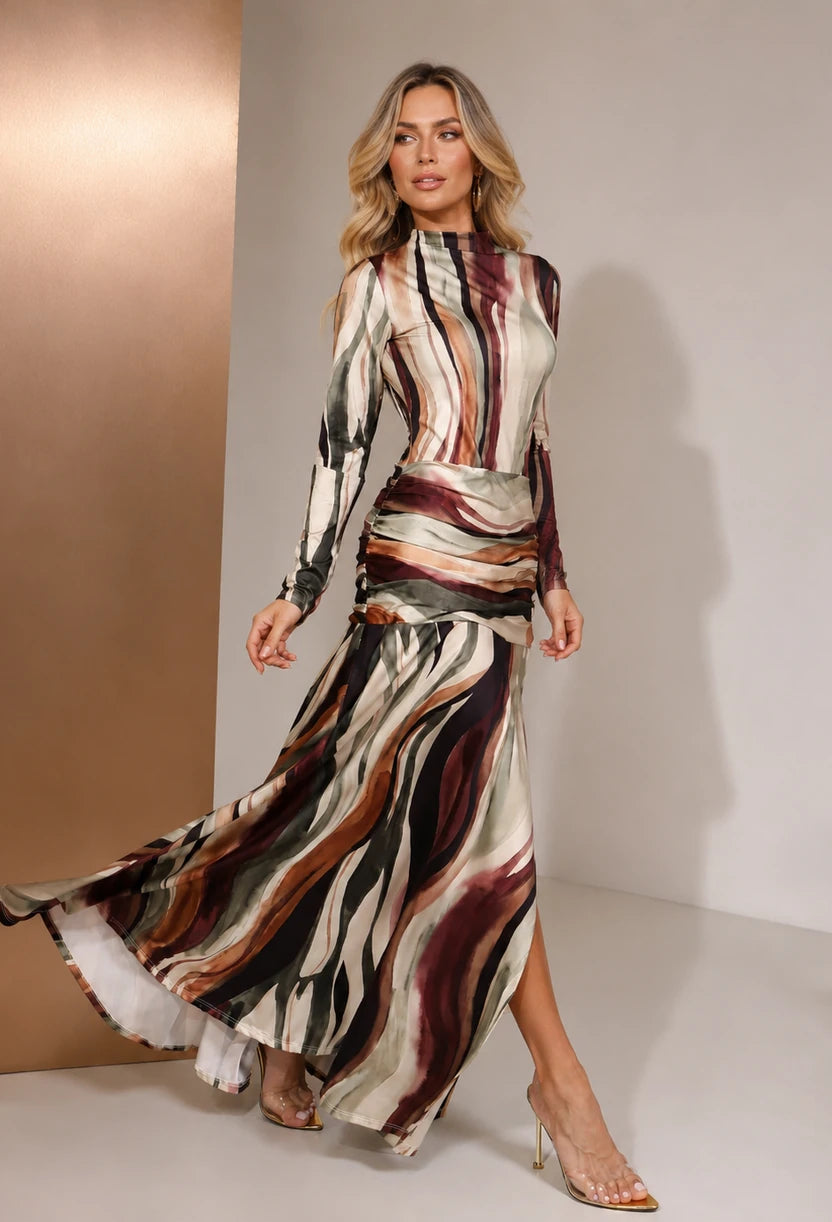 Vestido Longo Colors estampado manga longa — Dress Eleven | frente